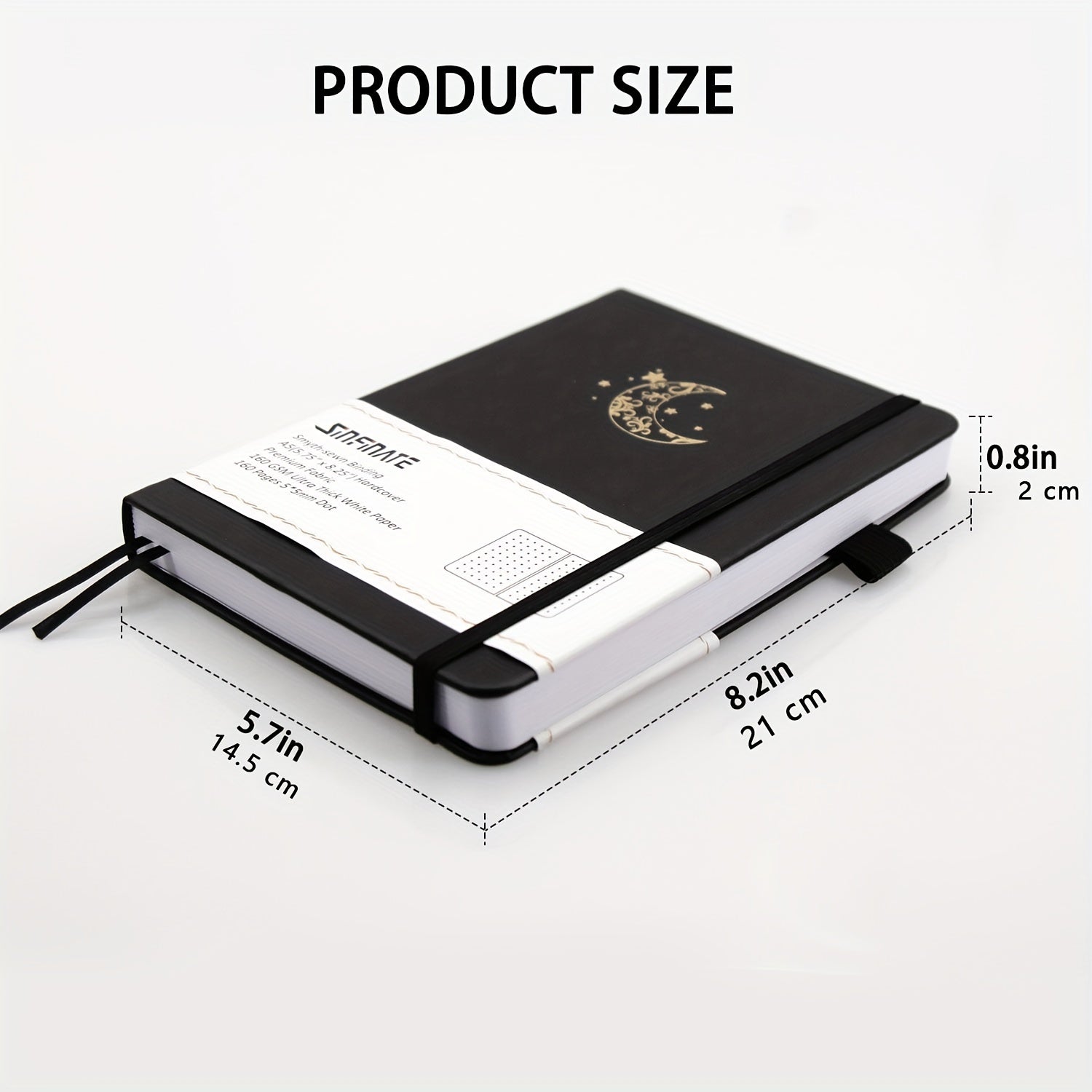 Dotted Journal Bullet Notebook Vegan Leather 160Gsm Thick Paper, Inner Pocket