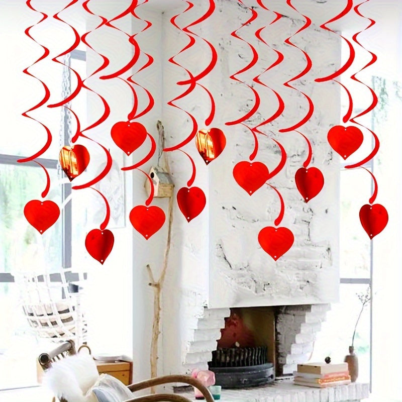 6 Pcs Red Heart Swirls for Anniversaries and Parties