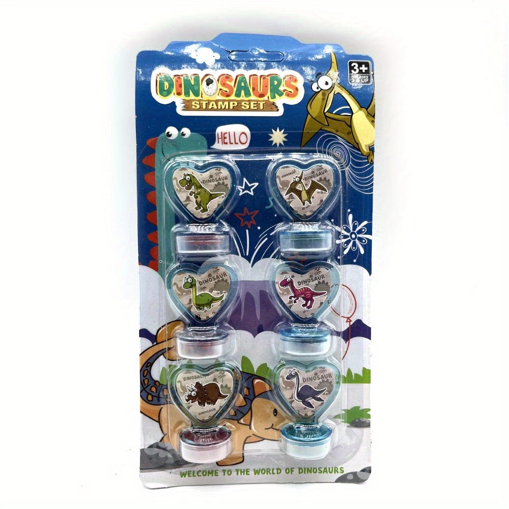 Cartoon Ink Stamp Set for Kids Learning, 6 Patterns