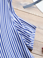  Stripe Print Short Sleeve Casual Dress