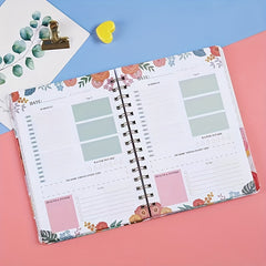 Flower Pattern Weekly Planner English Notepad Coil Schedule Book
