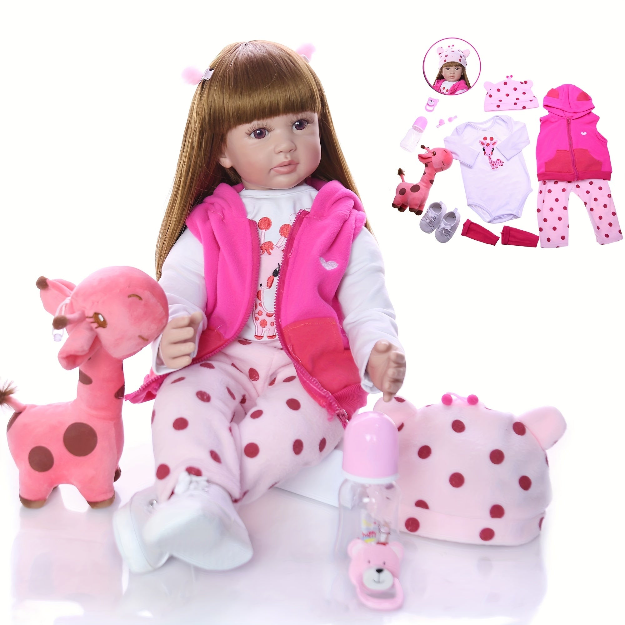 22in Reborn Doll Realistic Cloth Body for Girls with Clothes & Accessories