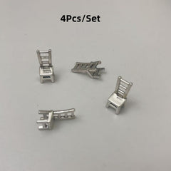Set of 4 Mini Metal Chairs for Dollhouses