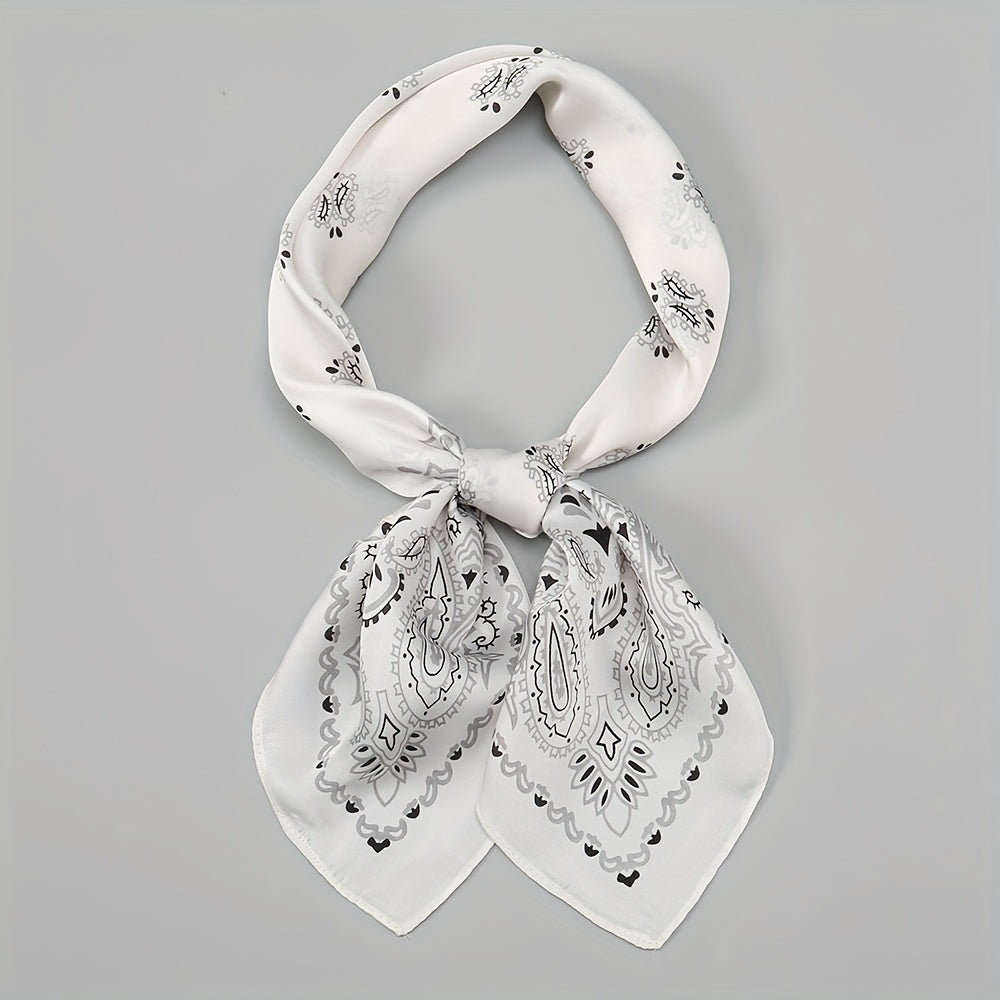 Paisley Print Bandana Silk Satin Square Scarf Neckerchief