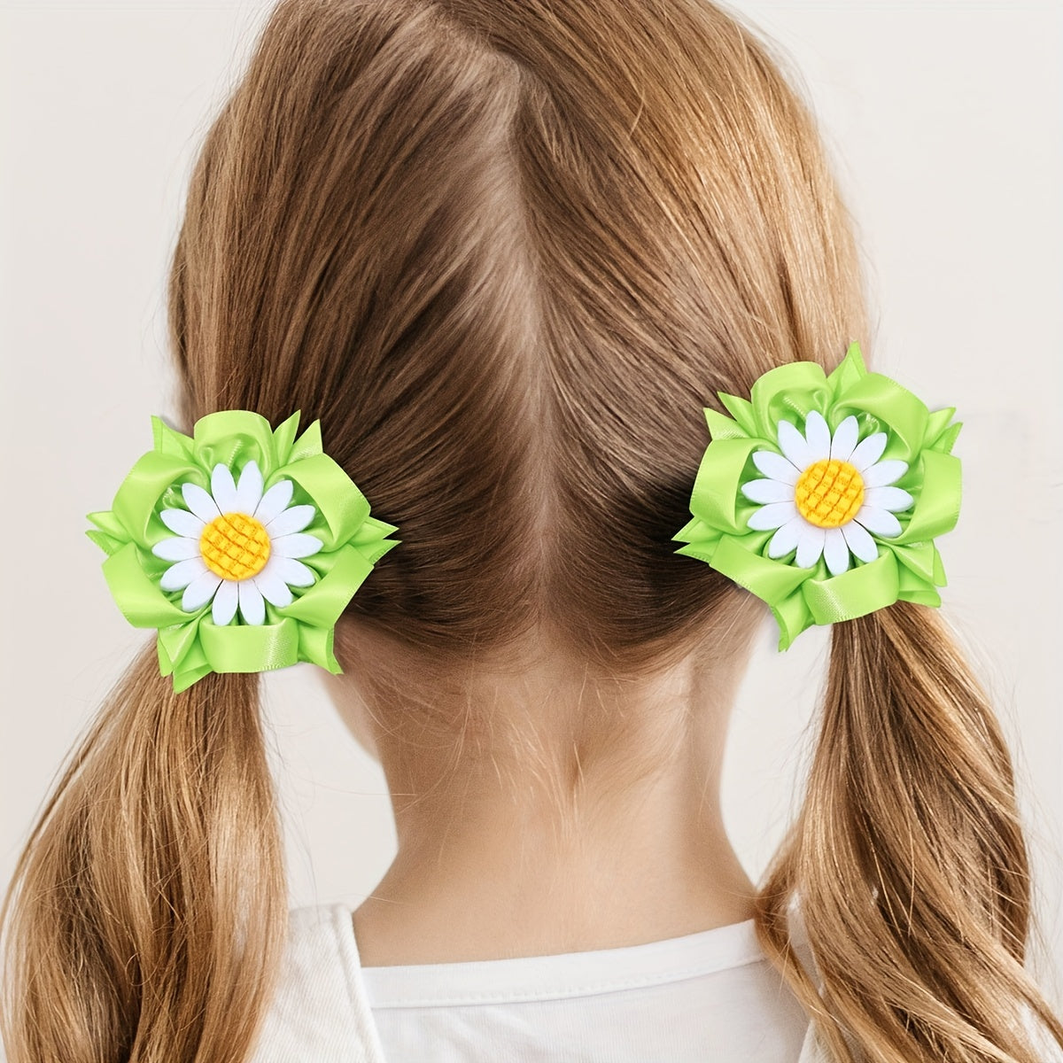 2pcs Daisy Hair Clips for Baby Girls - Flower Duck Billed Clips for Toddler