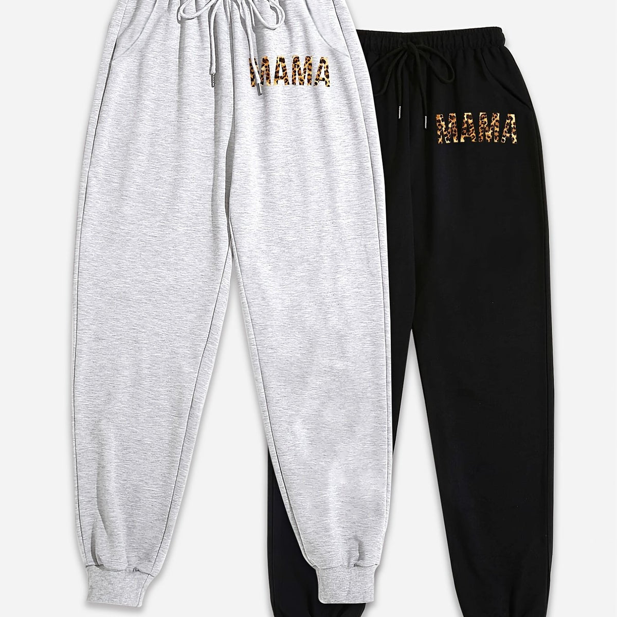 2 Pack Plus Size Leopard Print Sports Pants for Women