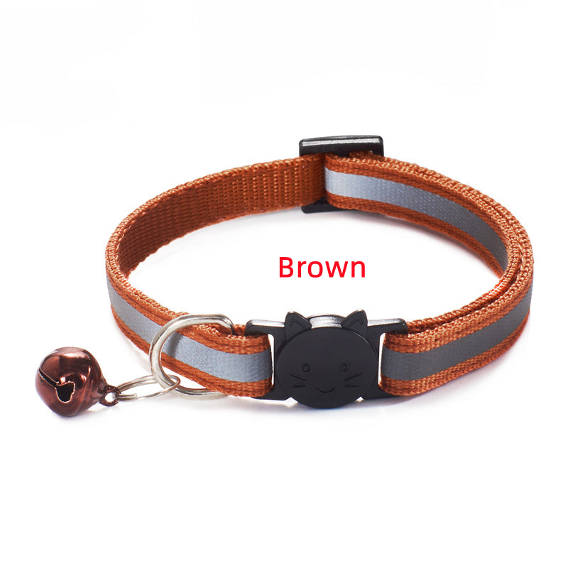 Reflective Pet Collar for Cats and Small Dogs, Safety Buckle, Bell