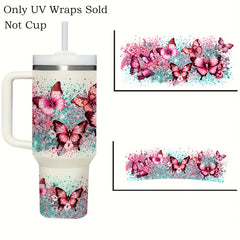 2pcs Vibrant Butterfly & Floral Glass Mug Sleeves Decals