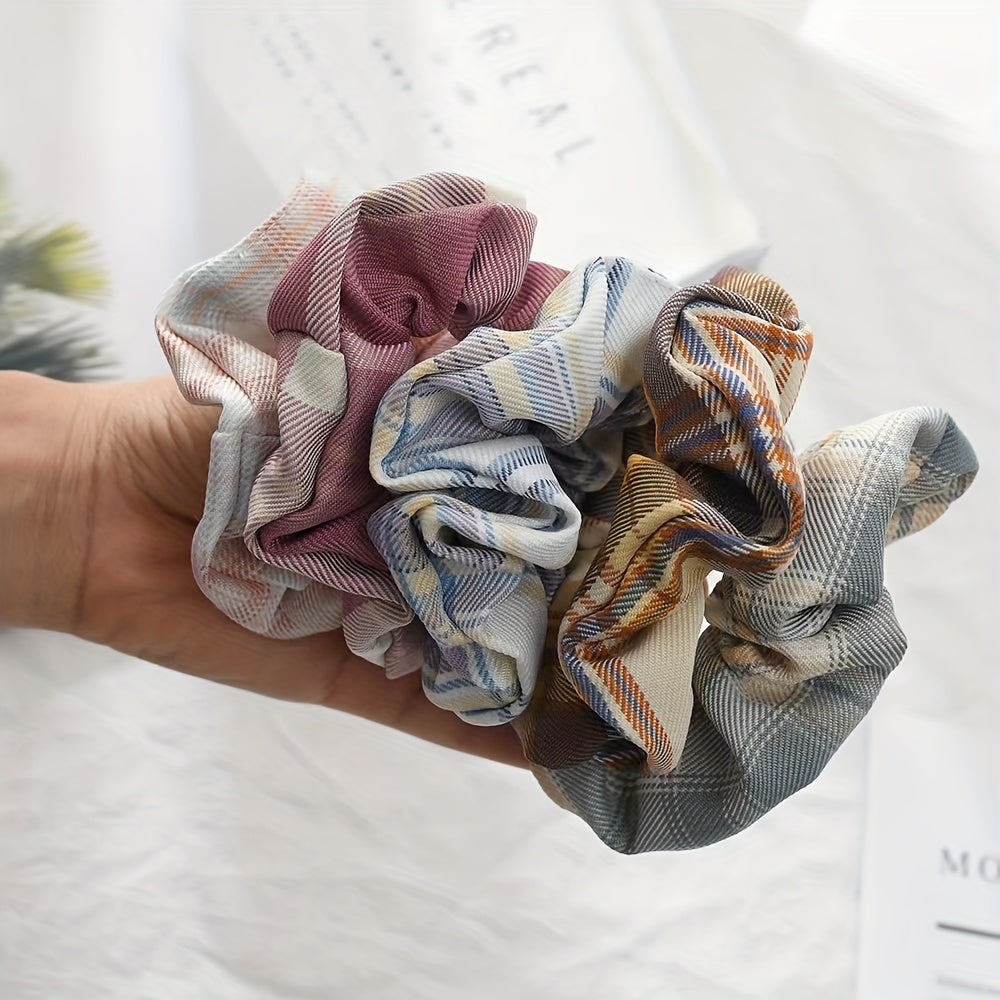 Plaid Hair Tie Large Scrunchie Ponytail Hair Rope Accessories
