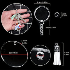 Sublimation Acrylic Keychain & Tassels Set DIY Key Ring Accessories