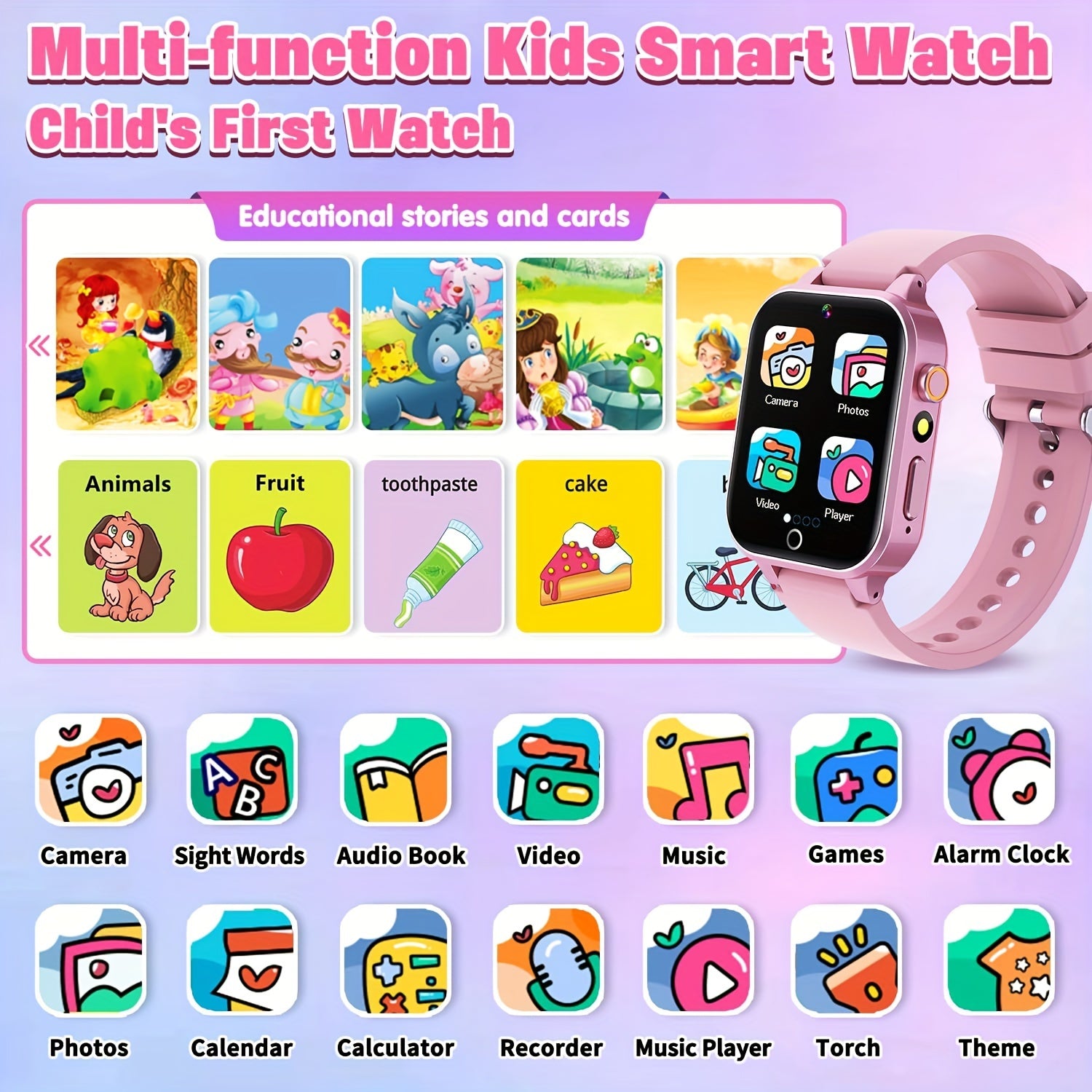 Youngsters Smart Watch with Games Camera Music Player Pedometer Flashlight