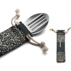 2 in 1 Folding Spork Stainless Steel Spoon & Fork Camping Hiking Backpacking