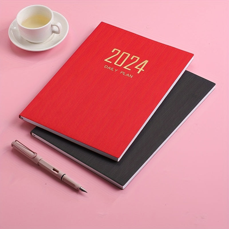 A4 English Schedule Book Leather Thin Section Weekly Calendar Notebook