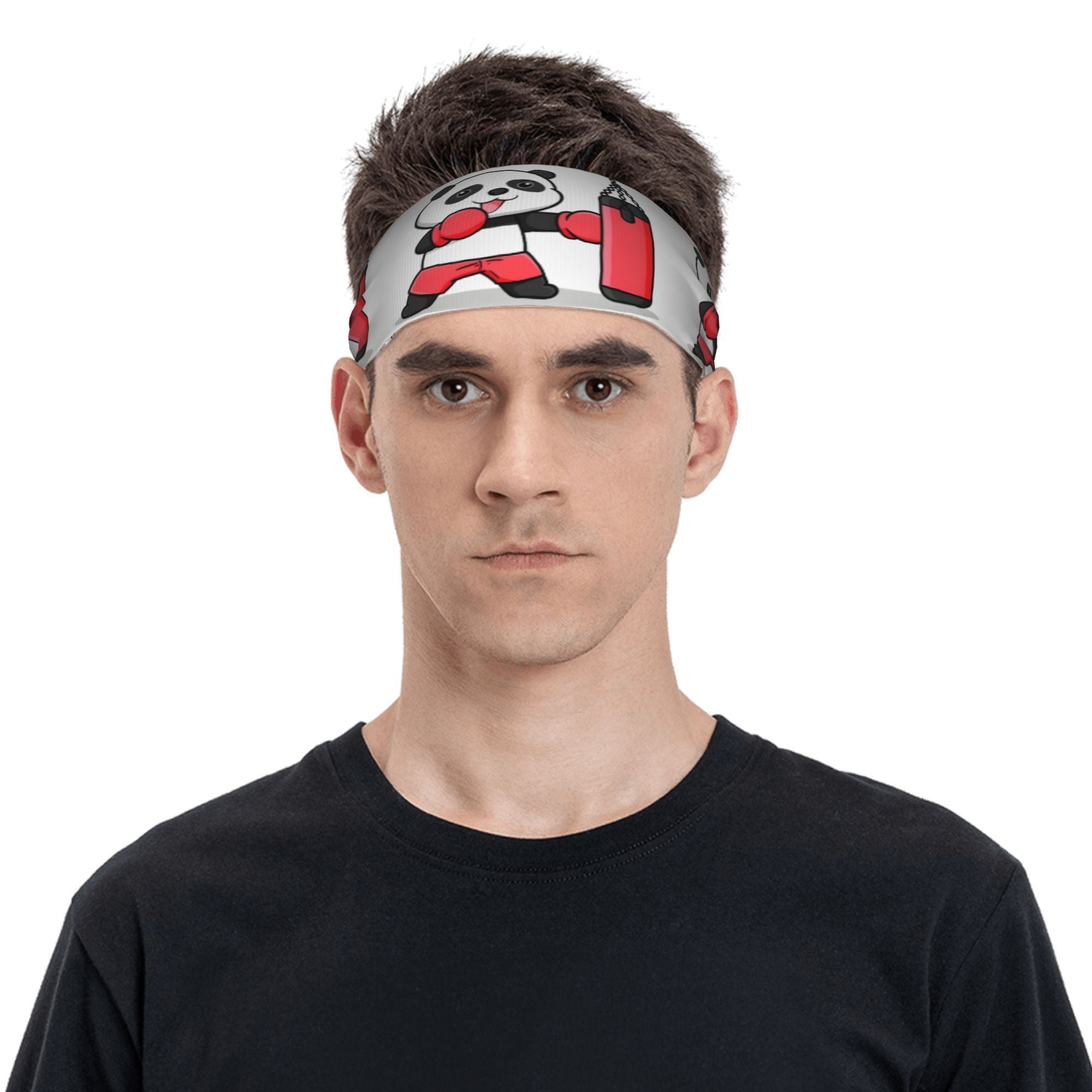 Panda Boxing Gym Headband Unisex Sweat Wicking Polyester Accessory