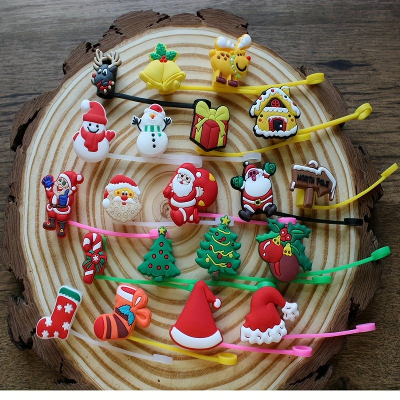 Christmas Straw Tip Covers Reusable Leakproof Straw Stoppers 6-8mm 4/5/20pcs