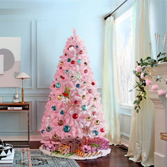 82in Pink Artificial Christmas Tree with Stand Holiday Party Decoration