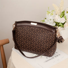 Retro Classic Print Crossbody Bag Vintage PU Leather Shoulder Bag