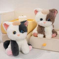 Fluffy Calico Cat Plush Stuffed Animal Toy