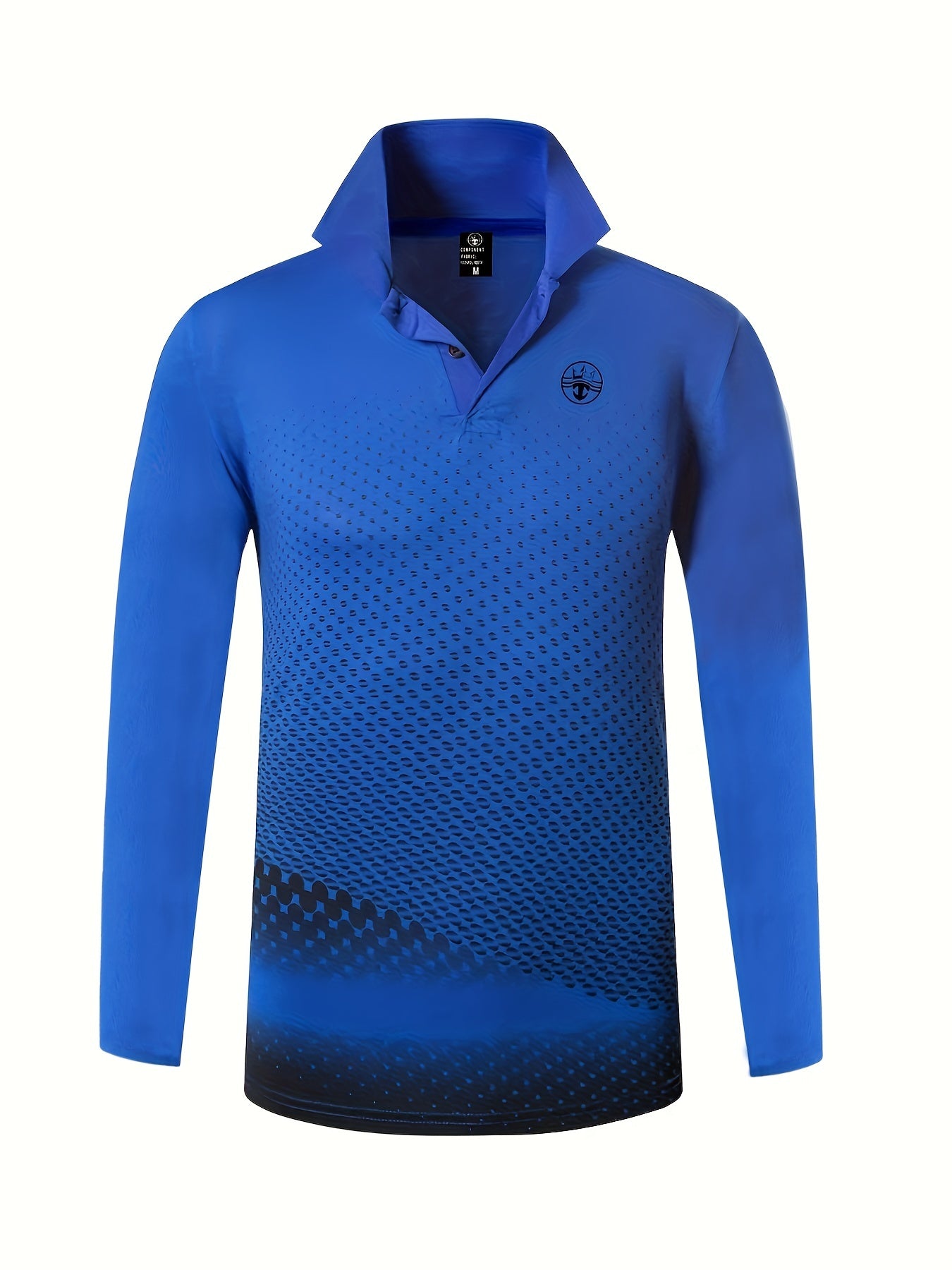 Men's Printed Long Sleeve Shirt Casual Half Button Lapel Shirt