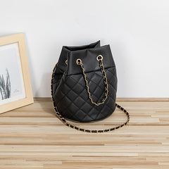 Minimalist Bucket Bag Argyle Pattern Shoulder Bag