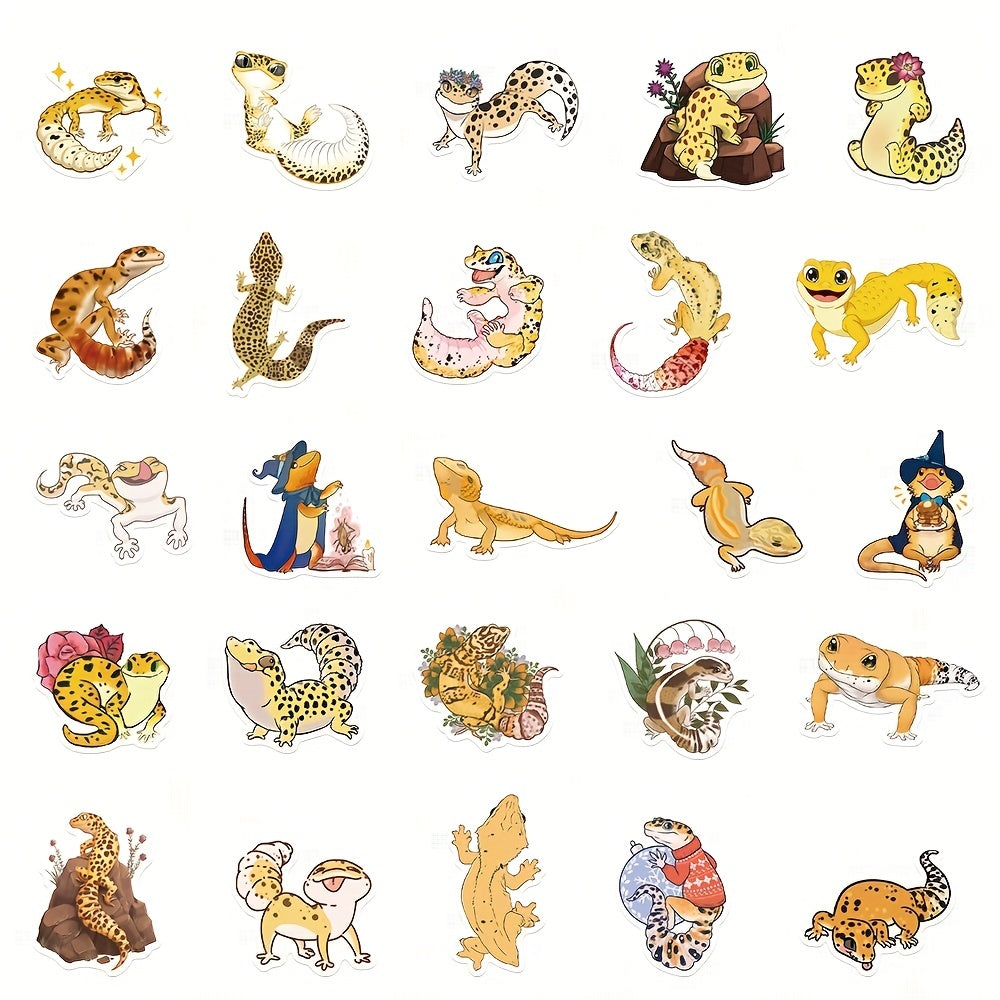 50pcs Colorful Lizard Stickers for Laptop Journal Phone Case Waterproof Stickers