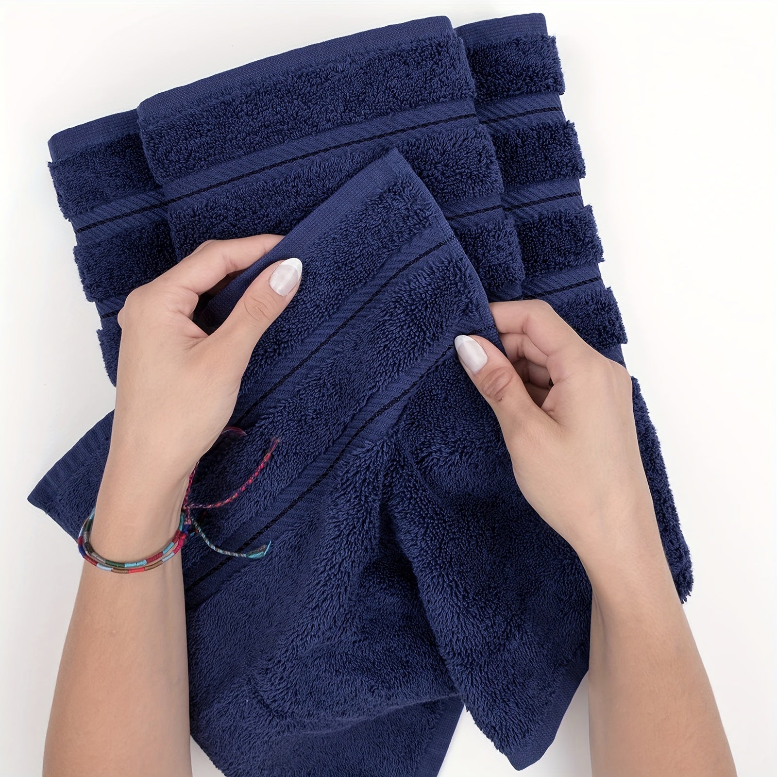 4pcs Hand Towels Set Soft Cotton for Bathroom Navy Quick Drying Absorbent