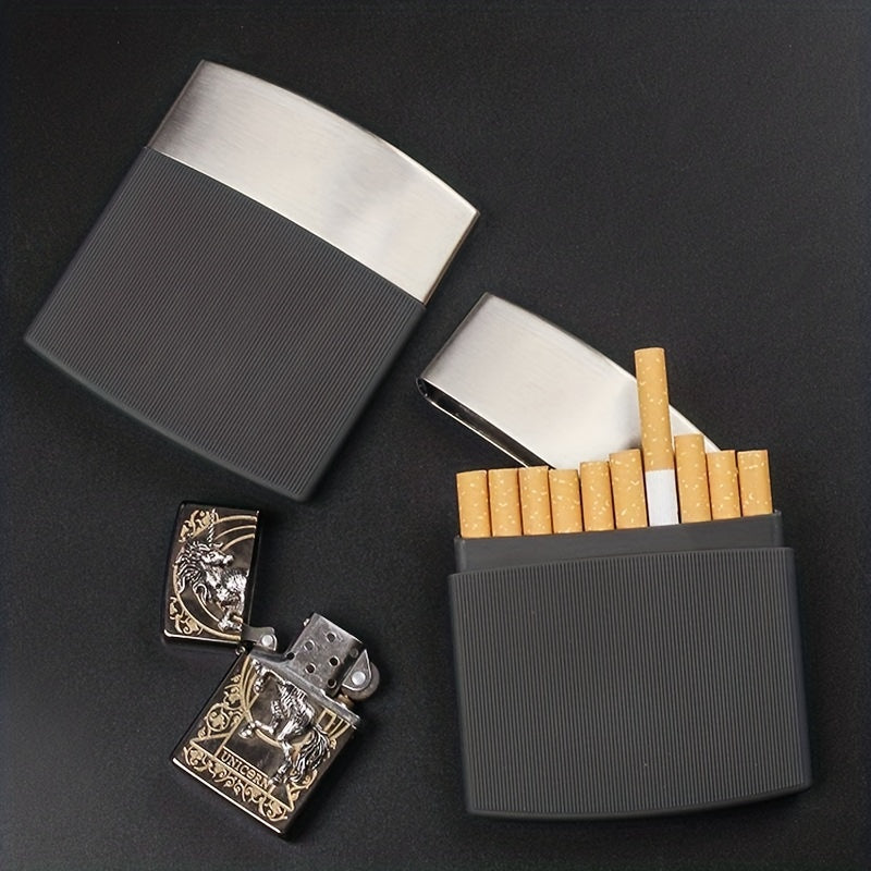 Men's Portable Cigarette Box with Arch Partition Design