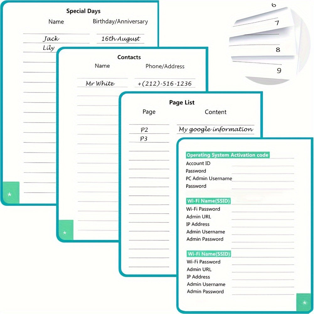 A6 Password Book Internet Address & Password Organizer