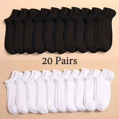 10 20 30 Pairs Unisex Solid Socks Low Cut Ankle Socks Women's Stockings