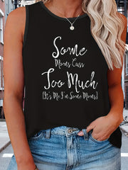 Women's Plus Size Casual Tank Top with Slogan & Heart Print