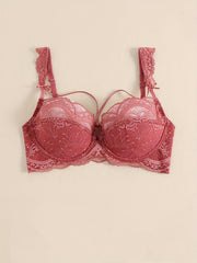 Sexy Bra Women's Plus Contrast Lace Full Coverage Underwire Bra