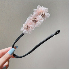 Flowers Organza Twist Hair Pin Buns Hairpin For Women