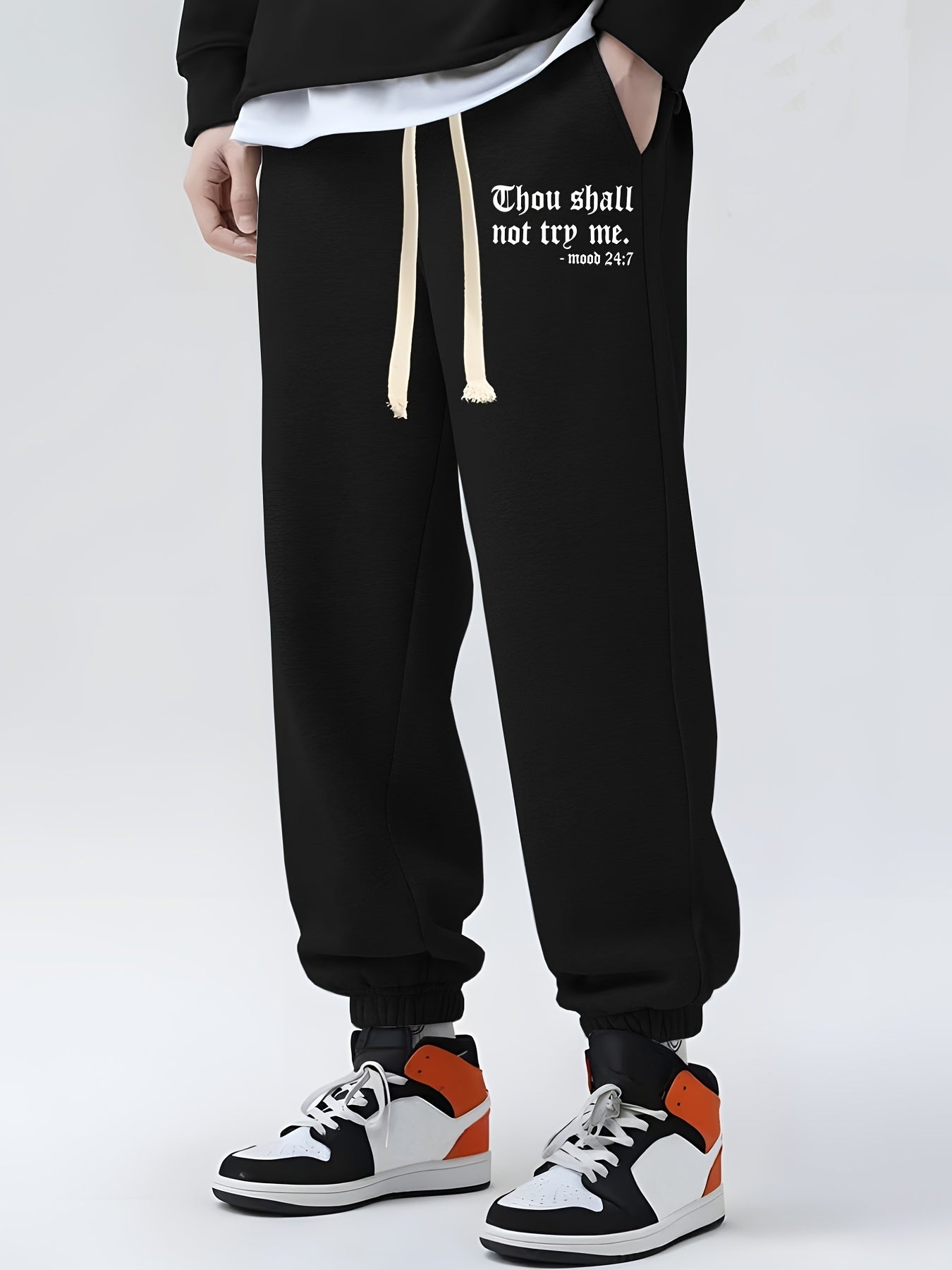 Men's Print Sweatpants Casual Drawstring Joggers With Pockets