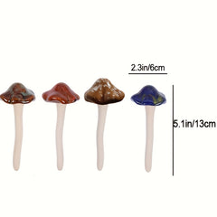 4pcs Mushroom Yard Decor Ceramic Mushroom Garden Statue Fairy Garden Stakes