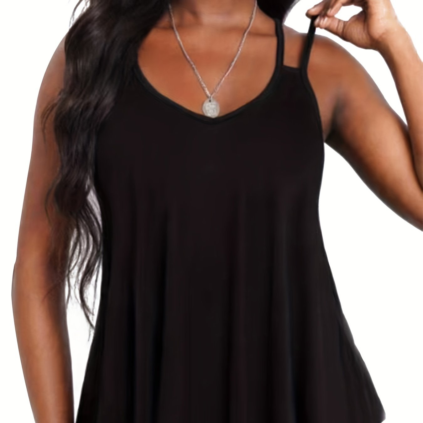  Casual Tank Women's Plus Solid Cut Out Strappy Back Tank Top