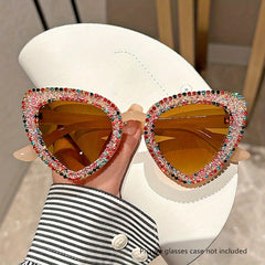 Heart Cat Eye Sunglasses Glitter Rhinestone UV400 Sun Shades