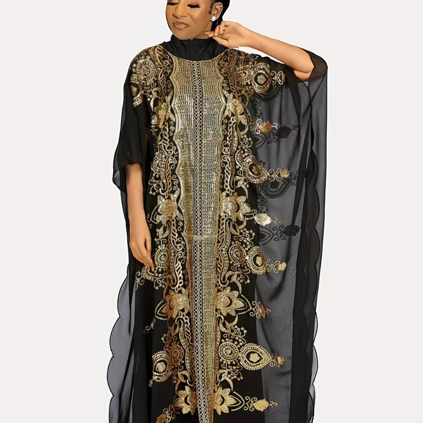  Women's African Sequin Embroidered Dashiki Dress