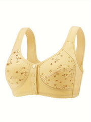 3 Floral Wireless Bras Front Buckle Comfy Lingerie
