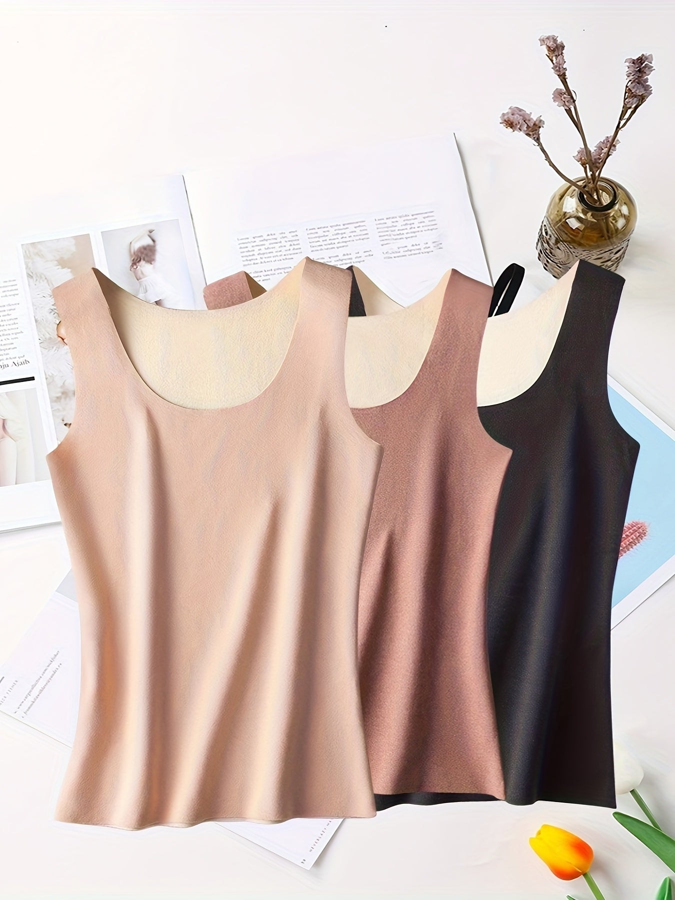 3 Seamless Thermal Tops Sleeveless Base Top Women's Lingerie