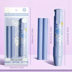 Cartoon Retractable Eraser Pen w/8 Refills for School Office Writing