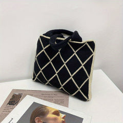 Vintage Woven Tote Bag Women's Casual Handbag & Shoulder Purse