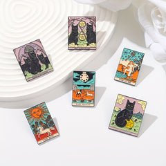 Tarot Enamel Pins Sun Moon Stars Witch Brooches Gothic Jewelry Gift
