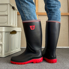 Women's Mid Calf Rain Boots Waterproof Non Slip Solid Slip On Shoes