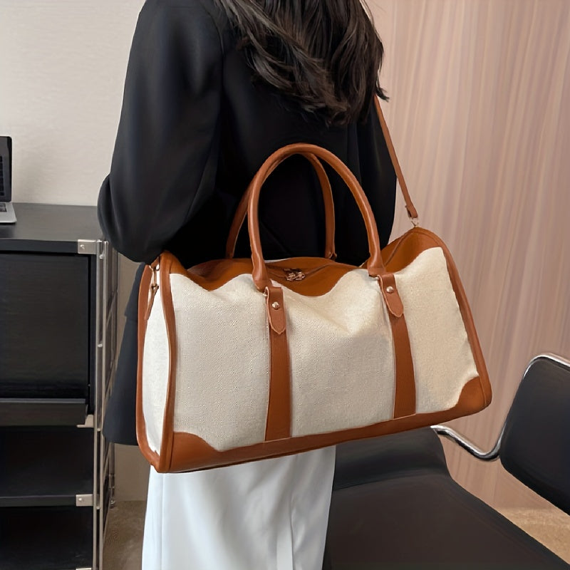 Canvas Travel Bag Retro Luggage Storage Women's Tote & Crossbody Bag