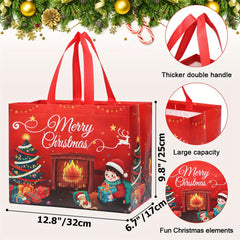12pcs Christmas Gift Bags Large Xmas Party Favors Tote Bags With Handles