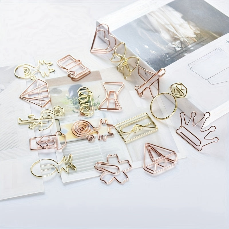 30PCS Creative Paper Clip Stainless Steel Wire Small Metal Bookmark Paper Clips