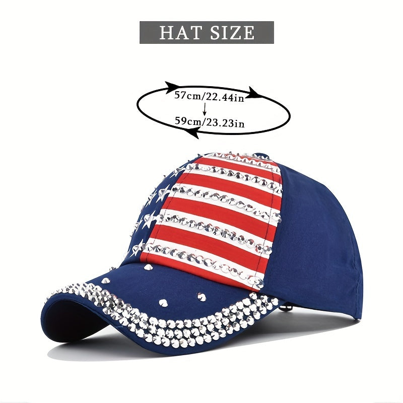 Sun Protection Baseball Cap with Artificial Diamond Inlay