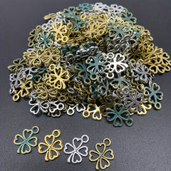 30pcs Alloy Bead Caps Clover Shape Pendant Charms for Jewelry Making