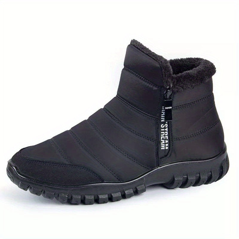 Men's Zipper Snow Boots Waterproof Non Slip Hiking Shoes