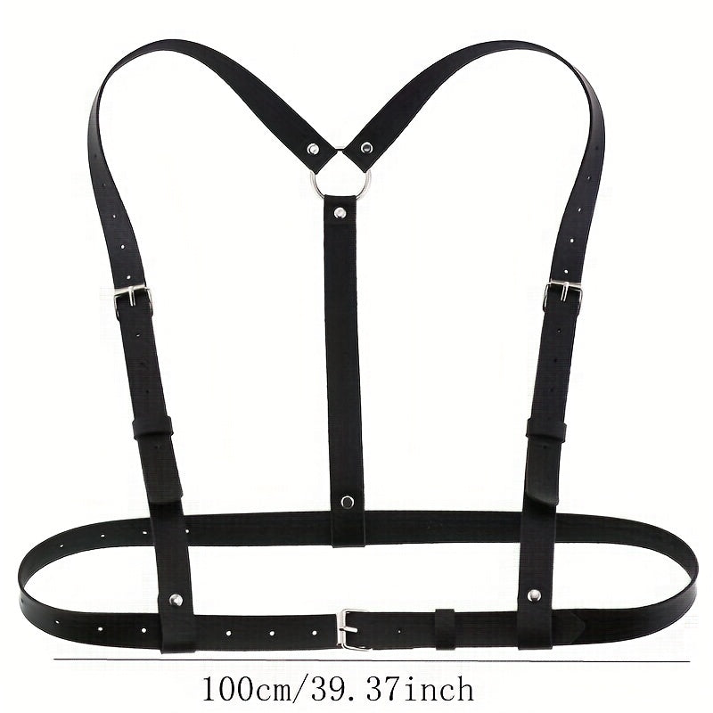 Gothic Harness Belt Square Pin Buckle PU Suspenders